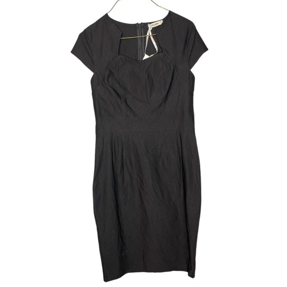 Grace Karin NWT Black Cap Sleeve Bodycon Dress with Cutout Neckline Size Medium - Picture 2 of 8